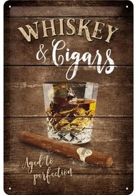 Μεταλλική πινακίδα Whiskey & Cigars - Aged to Perfection