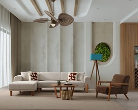 Corner Sofa-Bed Lyke Left - Cream Cream