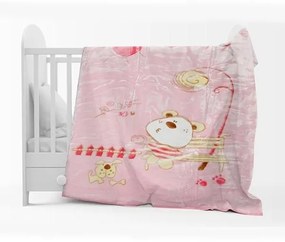 Κουβέρτα Βελουτέ Κούνιας 1000 Pink 110x140