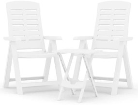 vidaXL Τραπεζαρία Κήπου Σετ 3 Τεμαχίων Λευκή από Πολυπροπυλένιο