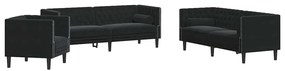 vidaXL Σετ Καναπέ 3 pcs Μαύρο Βελούδο