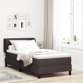 vidaXL Κρεβάτι Box Spring με Στρώμα Σκούρο Καφέ 100x200 εκ Υφασμα