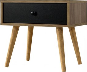 Κομοδίνο Καρυδί / Μαύρο ROZO 55x55x30
