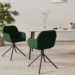 Καρέκλες Τραπεζαρίας Περιστρ. 2 τεμ. Σκούρο Πράσινο Βελούδινες