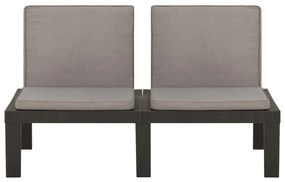 vidaXL Πάγκος Κήπου Γκρι Πλαστικός με Μαξιλάρι