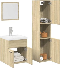 vidaXL Σετ Επίπλων Μπάνιου 3 Τεμαχίων Sonoma Δρυς Επεξεργασμένο Ξύλο