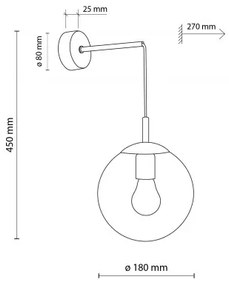 Απλίκα Φωτιστικό Τοίχου E27 15W IP20 Esme TK Lighting 5387 Διάφανο