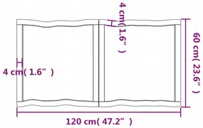 Επιφ Τραπεζιού Αν Καφέ 120x60x(2-6)εκ.Ακατέργ. Μασίφ Ξύλο Δρυός - Καφέ