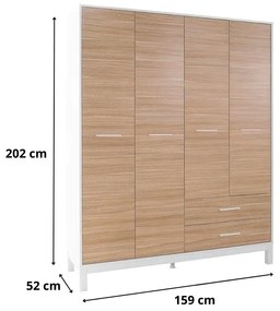 Ντουλάπα ρούχων London Megapap τετράφυλλη χρώμα oak - λευκό 159x52x202εκ.