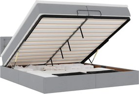 vidaXL Οθωμανικό κρεβάτι με στρώματα &amp; LEDs Ανοιχτό γκρι ύφασμα