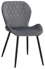 Καρέκλα Adalyn HM8729.01 51x58x82Υcm Black-Grey Σετ 2τμχ Μέταλλο,Ύφασμα,Pu