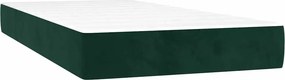 vidaXL Κρεβάτι Boxspring με Στρώμα &amp; LED Σκ. Πράσινο 80x200 εκ Βελούδο
