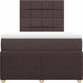 vidaXL Κρεβάτι Boxspring με Στρώμα Σκούρο Καφέ 120x200 εκ. Υφασμάτινο