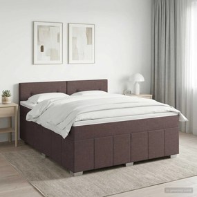 vidaXL Κρεβάτι box spring με στρώμα Σκούρο Καφέ 140 x 200 cm Ύφασμα