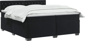vidaXL Κρεβάτι Box Spring με Στρώμα και LED Μαύρο 200 x 200 cm Βελούδο