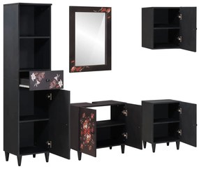 vidaXL Σετ Ντουλαπιών Μπάνιου με συρτάρι 5 pcs Στερεό ξύλο μάνγκο