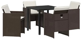 vidaXL Σέτ φαγητού για κήπο 5 pcs Καφέ συνθετικό ρατάν