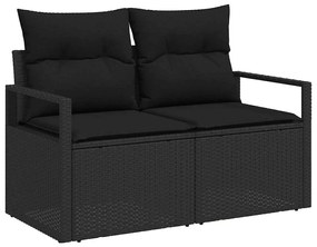 vidaXL Σετ Καναπέ Κήπου με αποθήκευση 9 pcs Μαύρο Πολυ ράταν