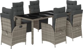 vidaXL Σετ Τραπεζαρίας Κήπου 7 τεμ. Γκρι Συνθ. Ρατάν με Μαξιλάρια