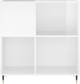 vidaXL Δισκοθήκη Γυαλιστερή Λευκή 84,5 x 38x 89 εκ. από Επεξεργ. Ξύλο