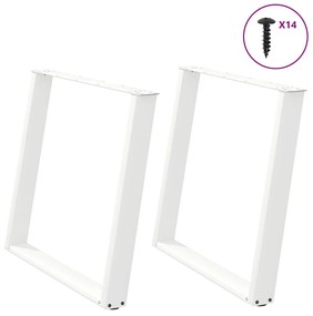 vidaXL Πόδια Τραπεζαρίας σε Σχήμα U 2 τεμ. Λευκά 90x(72-73) εκ. Ατσάλι