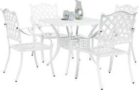 vidaXL Σερβίτσιο τραπεζιού κήπου 5 pcs Λευκό Χυτό αλουμίνιο