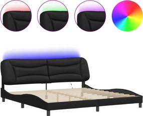 vidaXL Πλαίσιο κρεβατιού με LED χωρίς στρώμα Hvar Μαύρο 200x200 εκ.