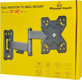 POWERTECH επιτοίχια βάση τηλεόρασης PT-1278, 13-32", έως 20kg, full motion