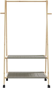 vidaXL Ράφι ρούχων με ράφια και ρόδες 96x45,5x155,5 cm Μπαμπού