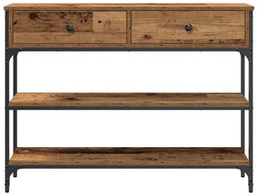 vidaXL Τραπέζι κονσόλας Παλιού Ξύλου 100x25x75 εκ Κατασκευασμένο από Ξύλο και Ατσάλι