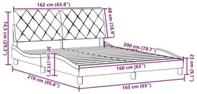 Σκελετός Κρεβατιού Χωρίς Στρώμα Μαύρο 160x200 εκ.Υφασμάτινο - Μαύρο