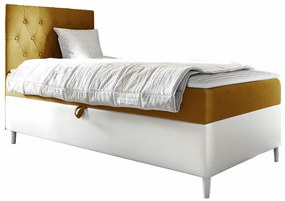 Κρεβάτι continental Baltimore 171, Μονόκλινο, Continental, Κίτρινο, 90x200, Οικολογικό δέρμα, Ταπισερί, Τάβλες για Κρεβάτι, 92x208x115cm, 65 kg