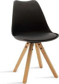 Καρέκλα Caron pakoworld PP μαύρο-φυσικό πόδι