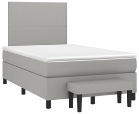 Κρεβάτι Boxspring με Στρώμα Ανοιχτό Γκρι 120x190 εκ. Υφασμάτινο - Γκρι