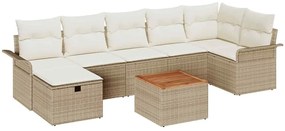 vidaXL Σετ Καναπέ Κήπου με μαξιλάρι 8 pcs Μπεζ Πολυ ράταν