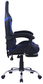 Πολυθρόνα Gaming Skyler Με Ανακλινόμενη Πλάτη Και Υποπόδιο Σε Χρώμα Μαύρο-Μπλε