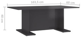 vidaXL Τραπεζάκι Σαλονιού Γυαλιστερό Γκρι 103,5x60x40 εκ. Μοριοσανίδα