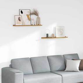 vidaXL Ράφι Τοίχου με ράφι 2 pcs Μπεζ 80 x 9 x 3 cm Επεξεργασμένο ξύλο