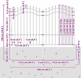 vidaXL Φράχτης Κήπου Woerden Γκρι 240 x 190 cm