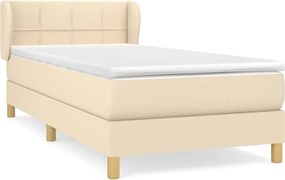 vidaXL Κρεβάτι Boxspring με Στρώμα Κρεμ 100 x 200 εκ. Υφασμάτινο