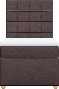 vidaXL Κρεβάτι Boxspring με Στρώμα Σκούρο Καφέ 90x190 εκ. Υφασμάτινο