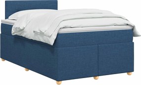 vidaXL Κρεβάτι box spring με στρώμα Μπλε 120 x 200 cm Ύφασμα