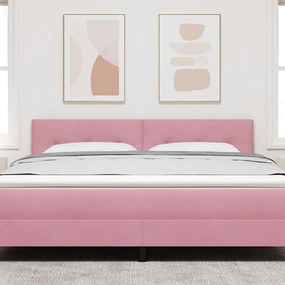 vidaXL Κεφαλάρι Επιτοίχιο με κεφαλάρι Ροζ 180 cm Βελούδο