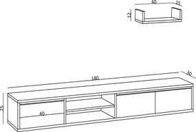 Έπιπλο Τηλεόρασης Δρυς Ζαφείρι TEKA 180x30x25