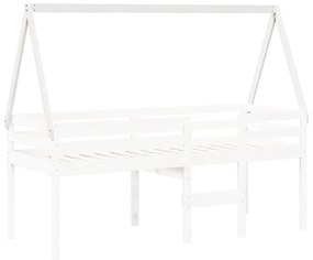 vidaXL Οροφή Κρεβατιού Παιδική Λευκό 209x85,5x88 εκ. Μασίφ Ξύλο Πεύκου