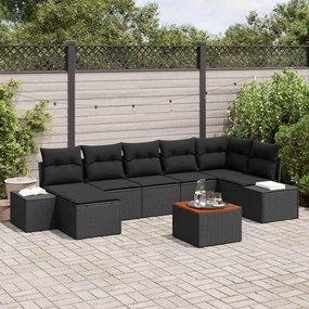 vidaXL Σετ Καναπέ Κήπου με μαξιλάρι 8 pcs Μαύρο Πολυ ράταν