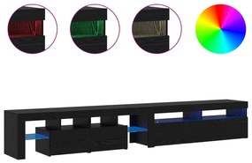 vidaXL Ντουλάπες Τηλεοράσεων 2 τεμάχια με Φώτα LED Μαύρη Δρυός Επεξεργασμένου Ξύλου