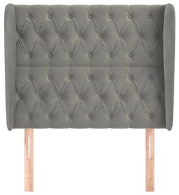 Κεφαλάρι με Πτερύγια Ανοιχτό Γκρι 93x23x118/128 εκ. Βελούδινο - Γκρι