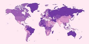Εικόνα ενός λεπτομερούς παγκόσμιου χάρτη από φελλό σε μωβ - 100x50