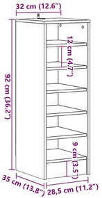 ντουλάπι παπουτσιών Παλιό ξύλο 32x35x92 cm Κατασκευασμένο ξύλο - Καφέ